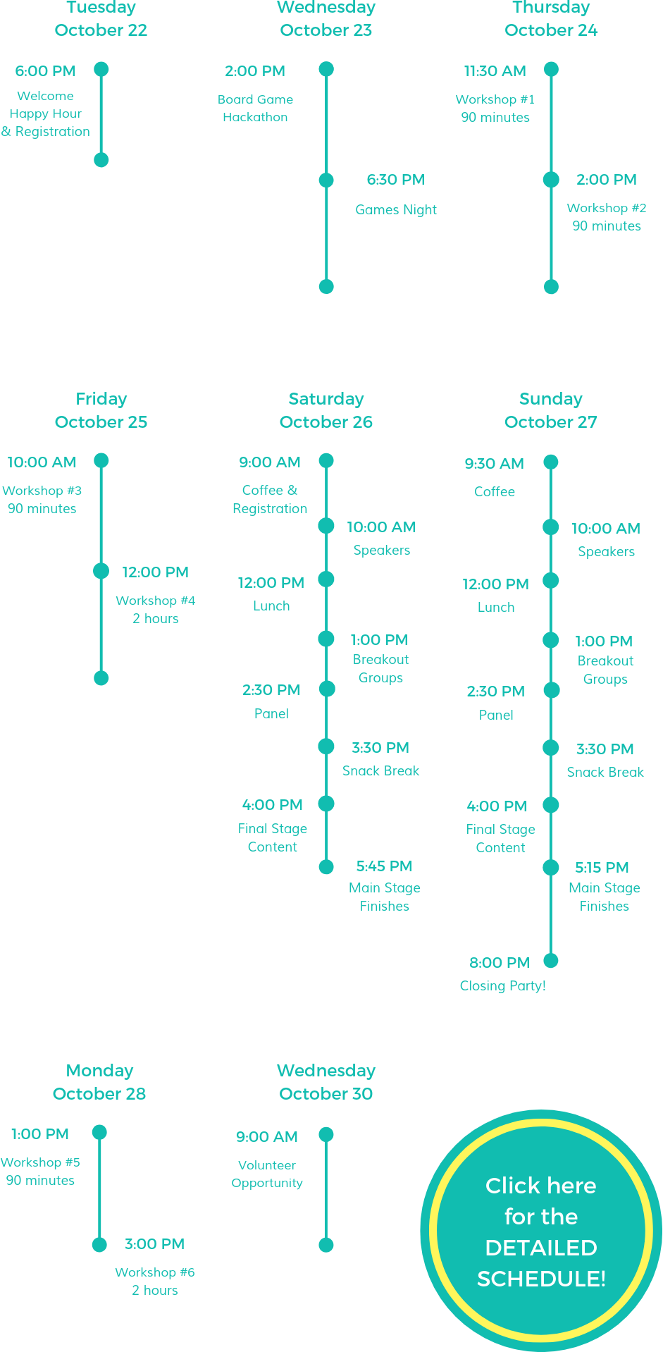 7in7 Year Four event schedule