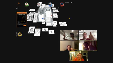 Screenshot of a board game night in the 7in7 Society
